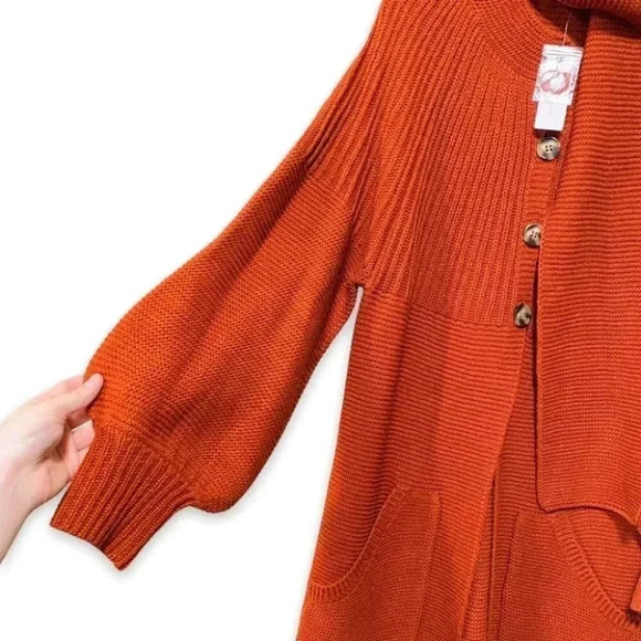 NWT Anthropologie Layered Shawl Knit Orange Sweater Coat by TINY Size Small - Picture 9 of 11